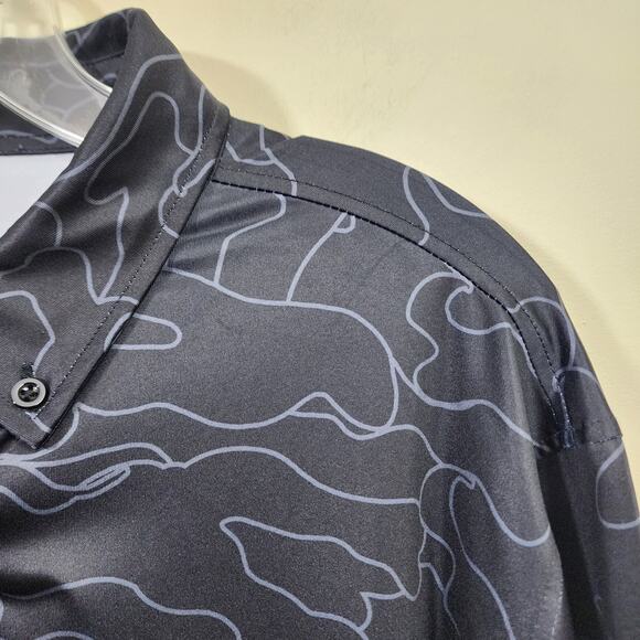 Deolax 1/4 button front abstract design with mesh sides polo shirt men's size XL - Picture 5 of 9